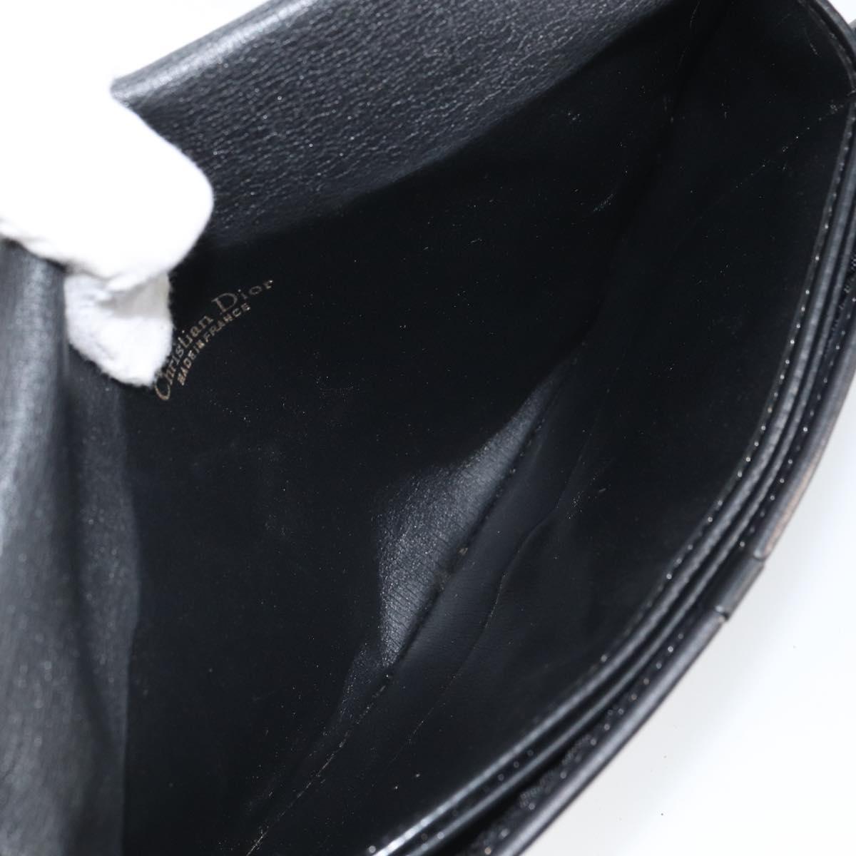 Christian Dior Pouch Nylon Leather Black Gold Auth bs32945