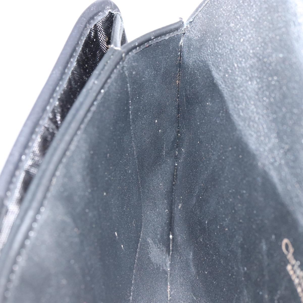Christian Dior Pouch Nylon Leather Black Gold Auth bs32945