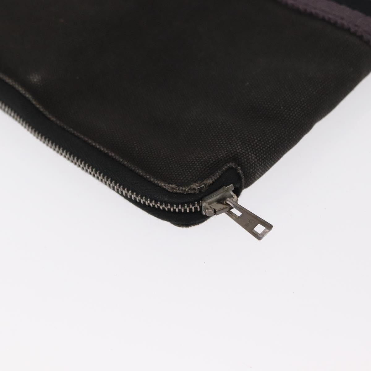 HERMES Perth GM Long Wallet Canvas Black Auth bs32950
