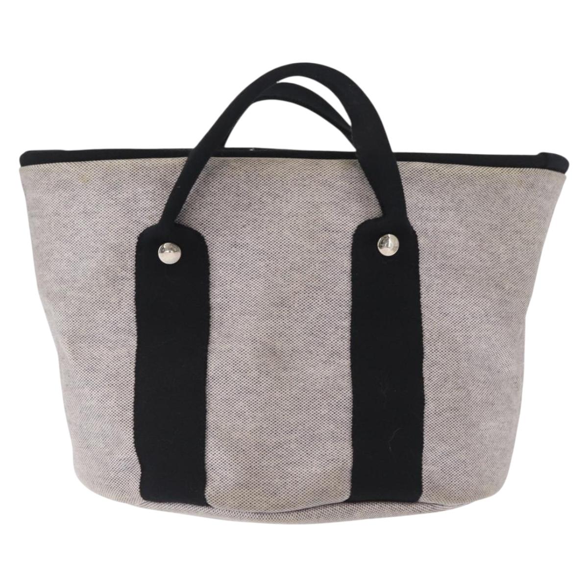 HERMES Sac テ bichette Hand Bag Canvas Gray Auth bs32952