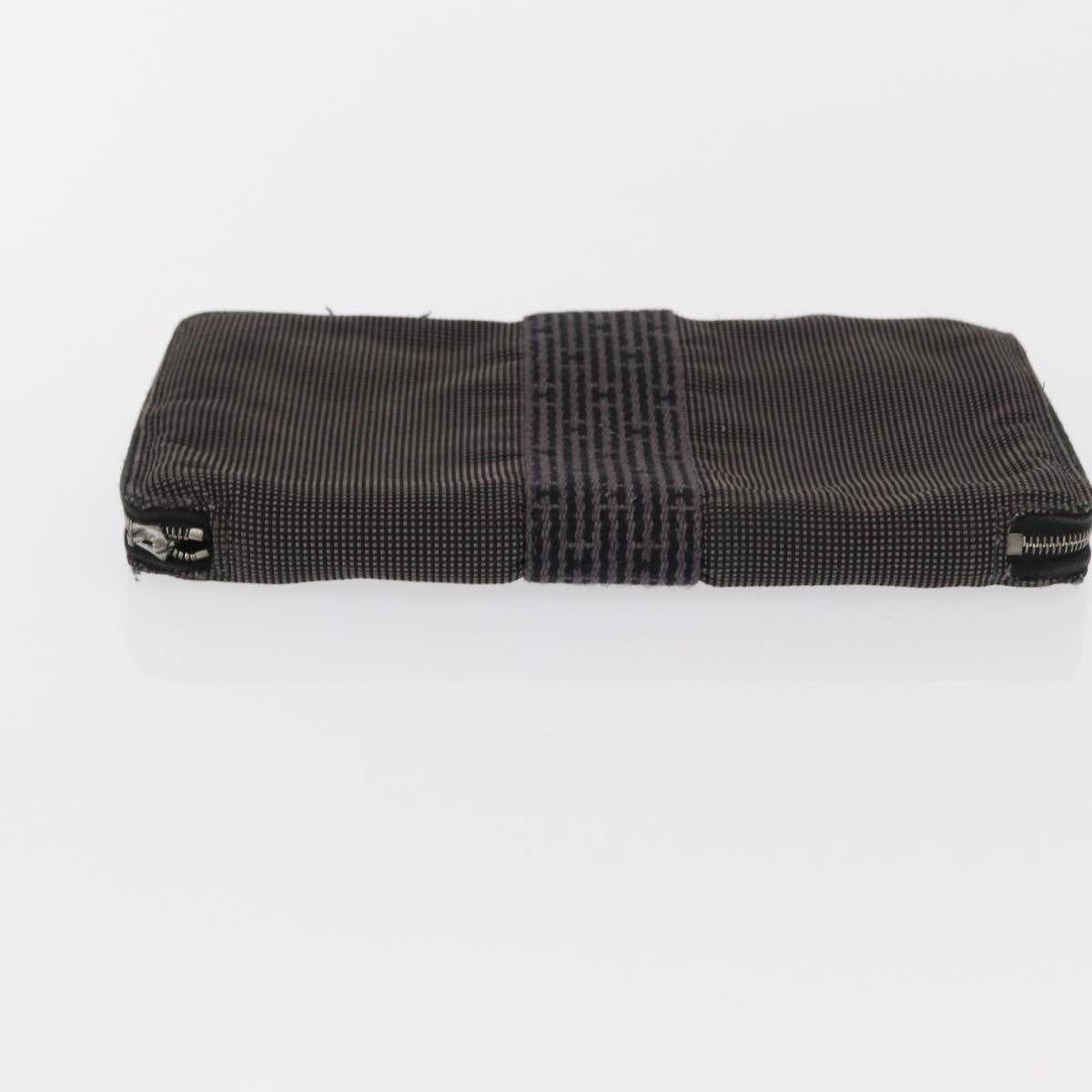 HERMES Wallet Leather Canvas 2 Set Gray Yellow Auth bs32953