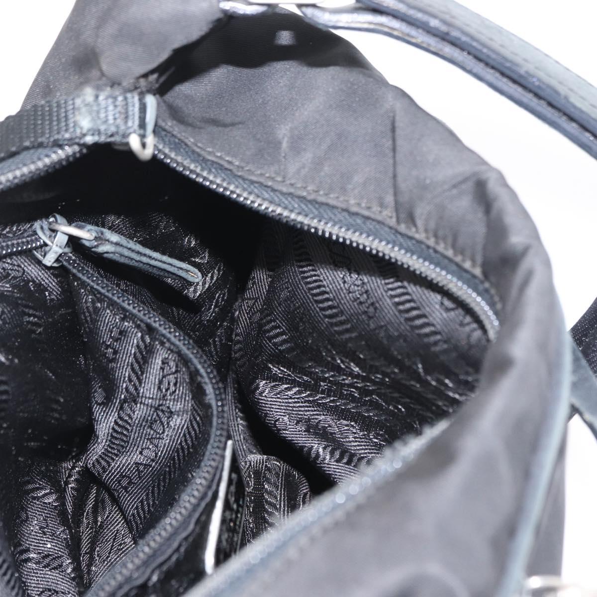 PRADA Shoulder Bag Nylon Black Silver Auth bs32954