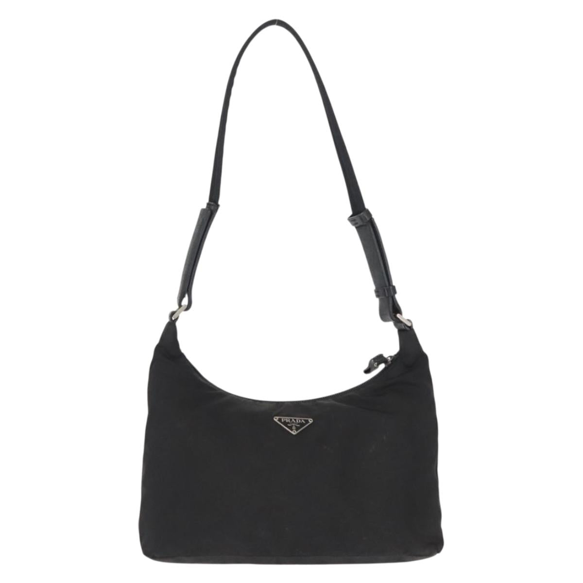 PRADA Shoulder Bag Nylon Black Silver Auth bs32954
