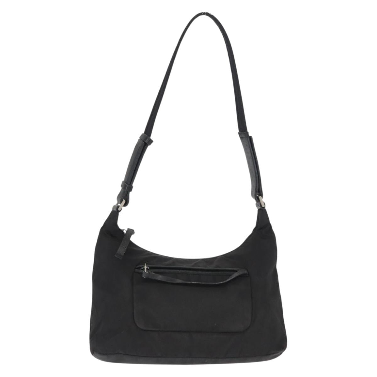 PRADA Shoulder Bag Nylon Black Silver Auth bs32954