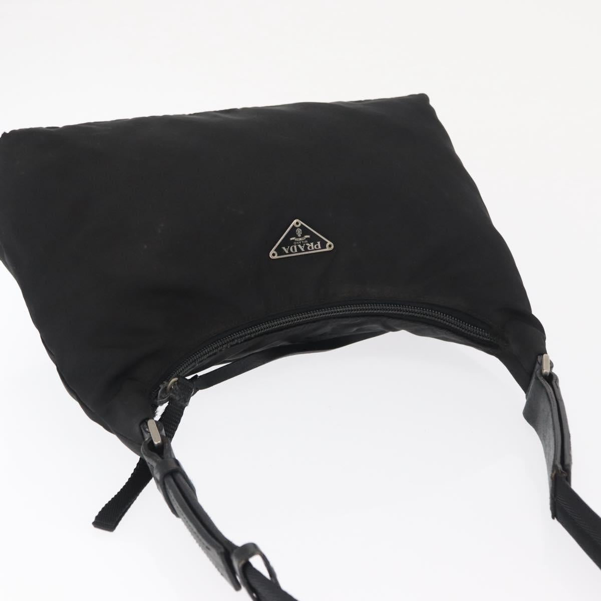 PRADA Shoulder Bag Nylon Black Silver Auth bs32954