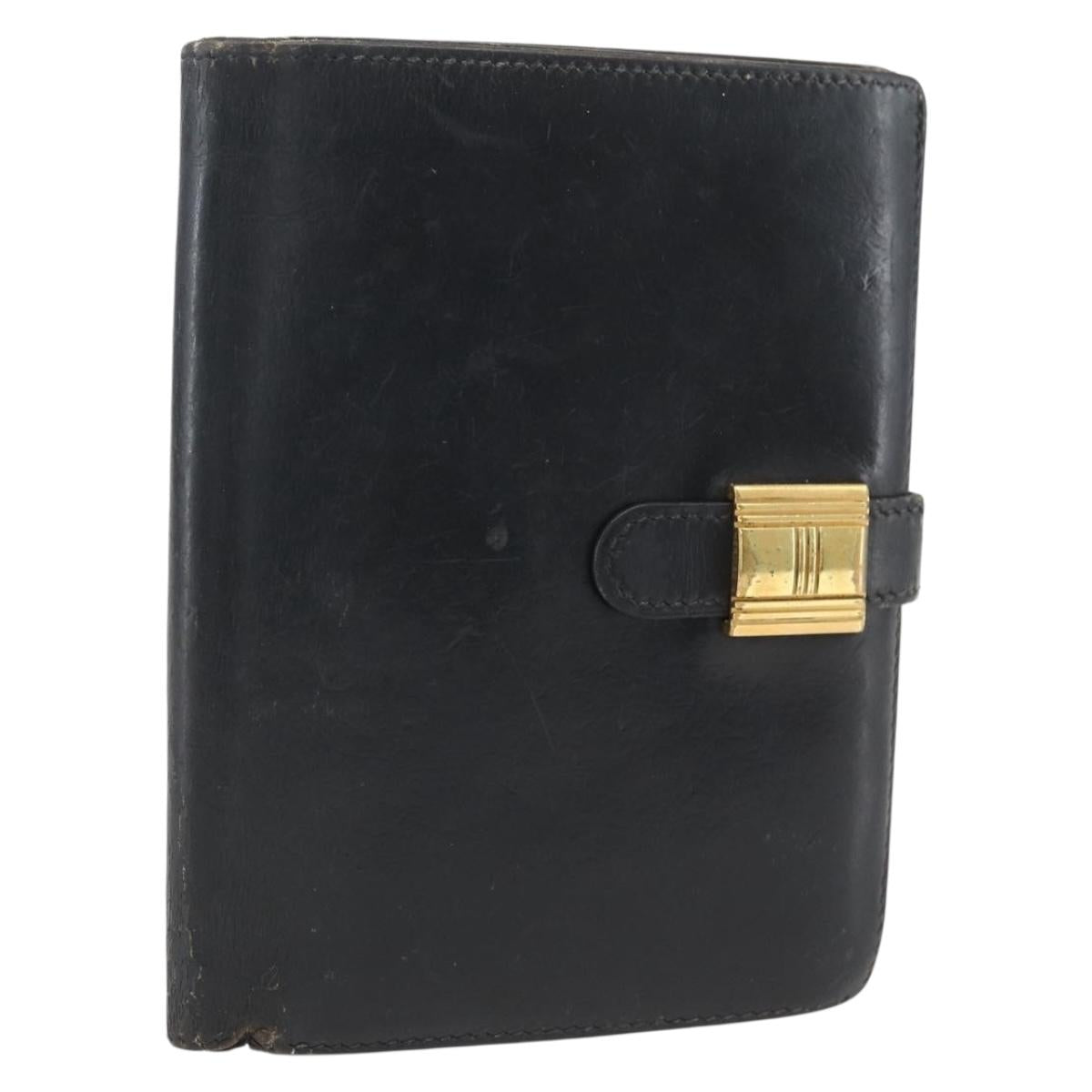 HERMES Saumur Diane Wallet Leather Black Auth bs32957