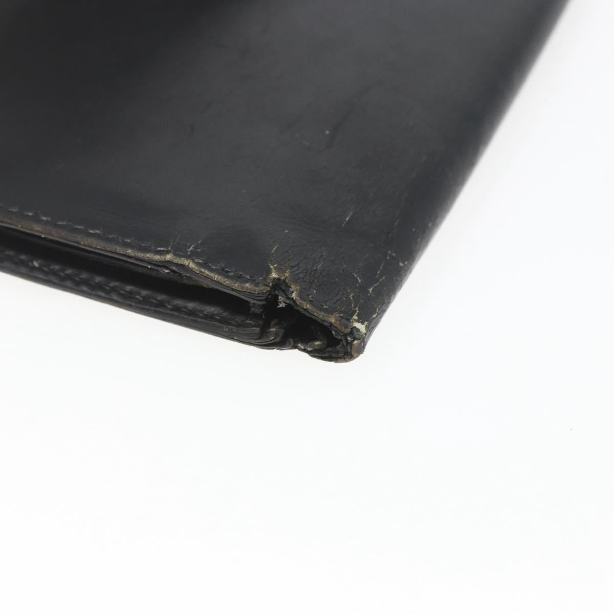 HERMES Saumur Diane Wallet Leather Black Auth bs32957