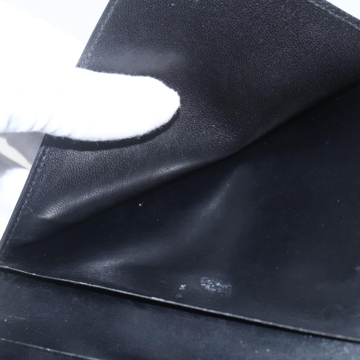 HERMES Saumur Diane Wallet Leather Black Auth bs32957