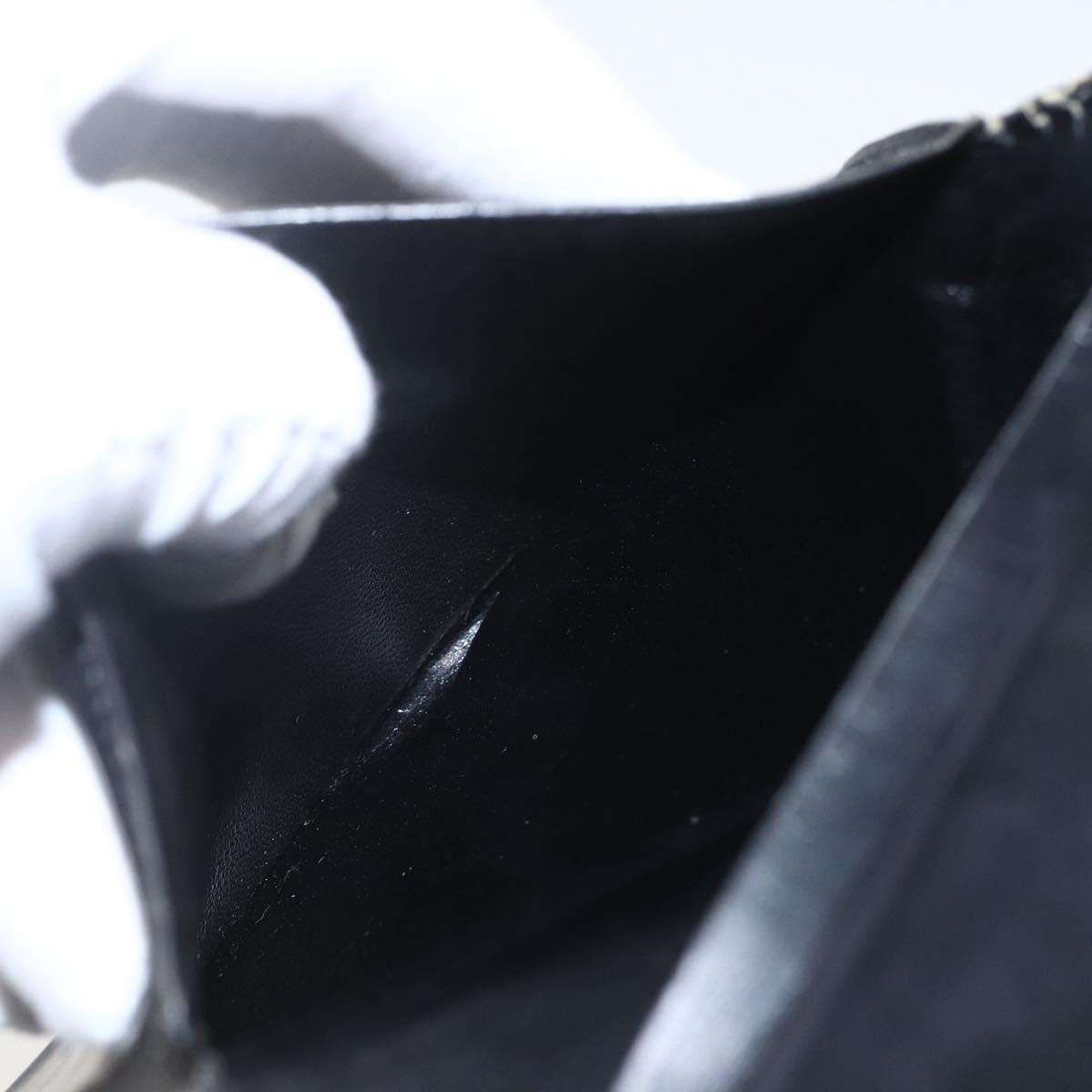 HERMES Saumur Diane Wallet Leather Black Auth bs32957