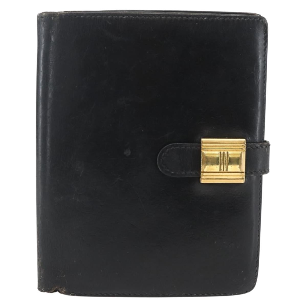 HERMES Saumur Diane Wallet Leather Black Auth bs32957