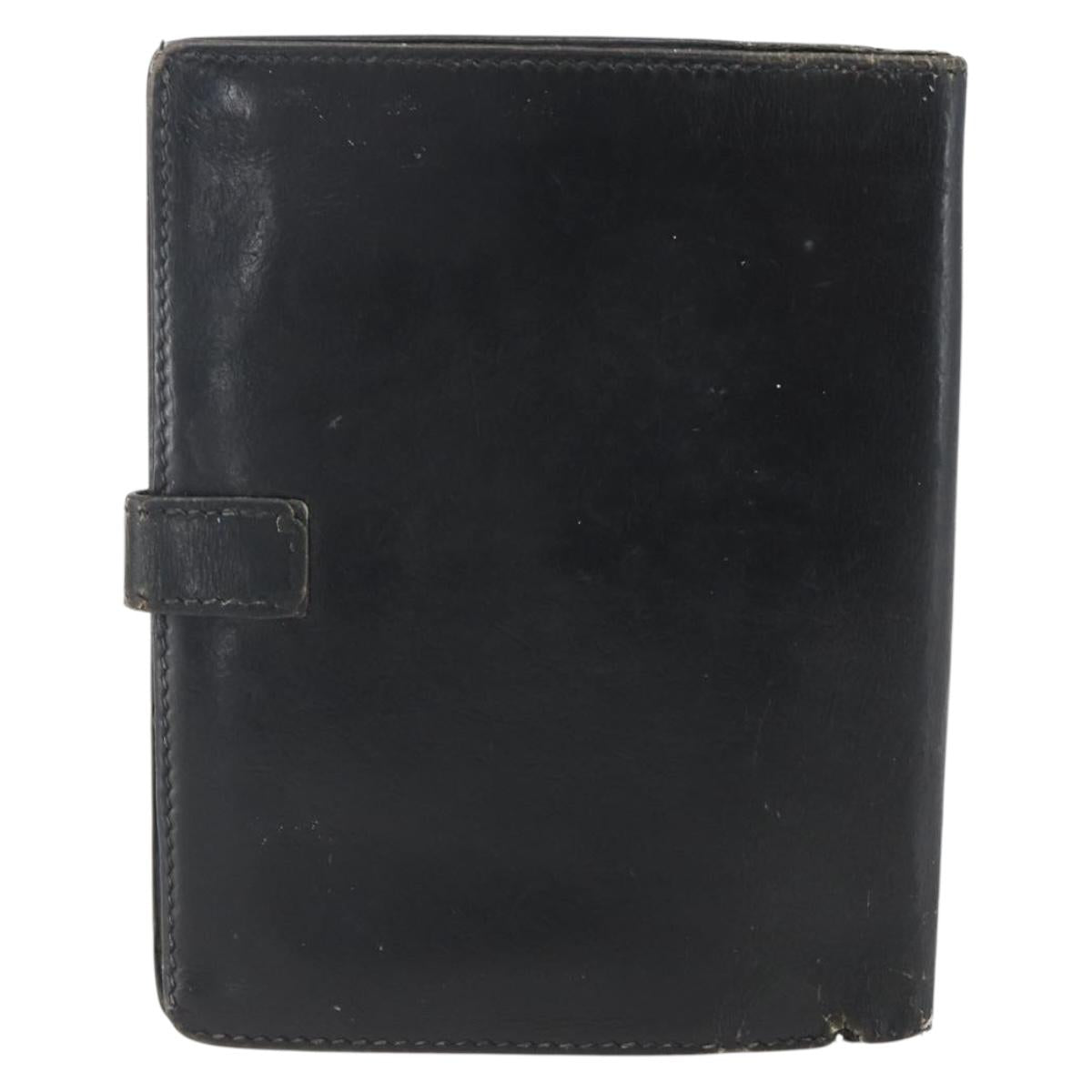 HERMES Saumur Diane Wallet Leather Black Auth bs32957