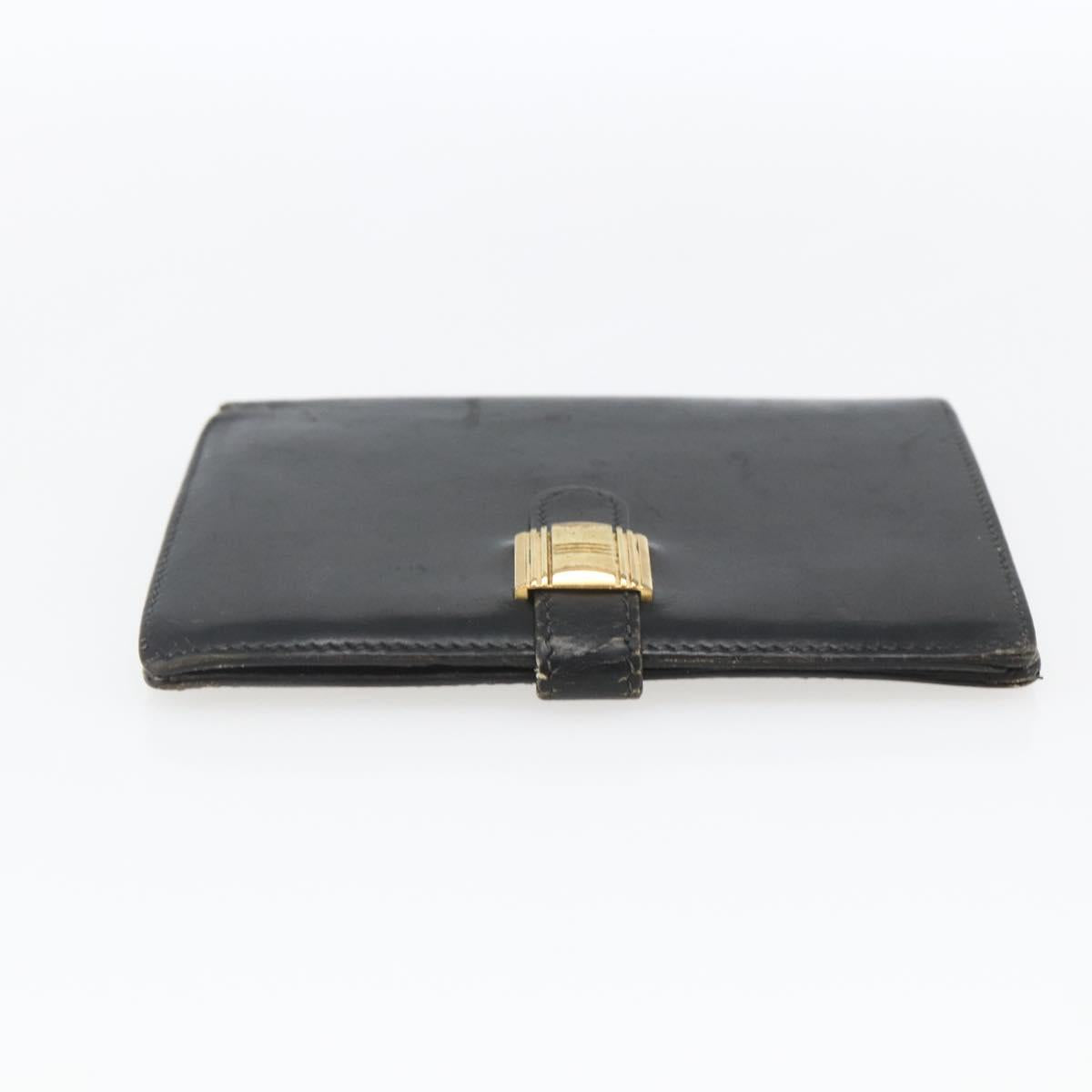 HERMES Saumur Diane Wallet Leather Black Auth bs32957