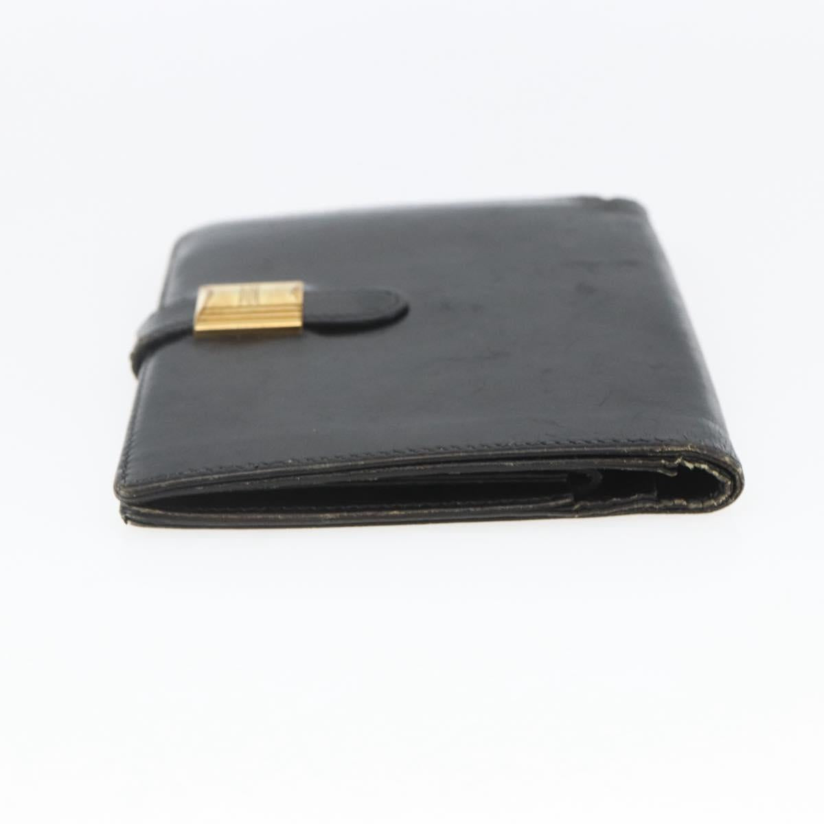 HERMES Saumur Diane Wallet Leather Black Auth bs32957