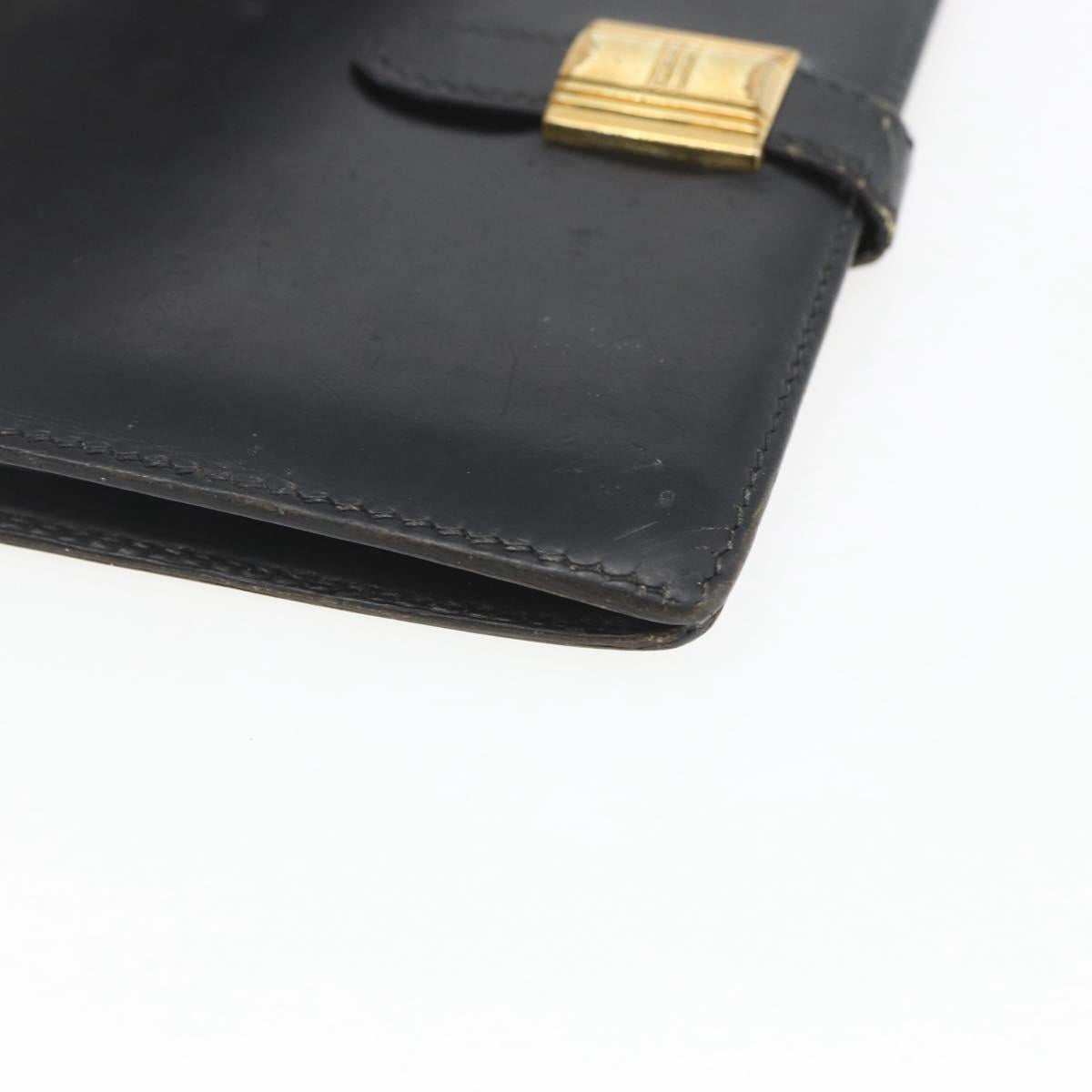 HERMES Saumur Diane Wallet Leather Black Auth bs32957