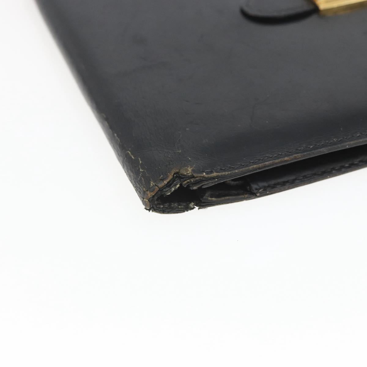 HERMES Saumur Diane Wallet Leather Black Auth bs32957