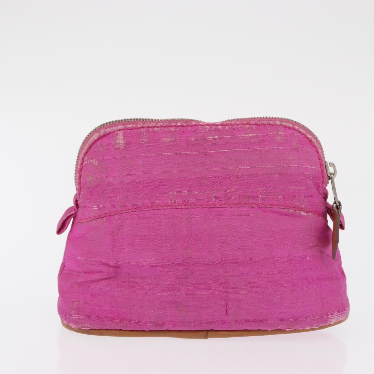 HERMES Pouch Canvas 2 Set Yellow Pink Auth bs32958