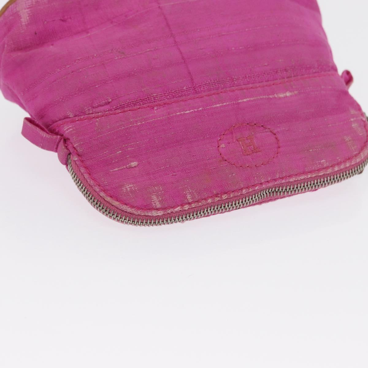 HERMES Pouch Canvas 2 Set Yellow Pink Auth bs32958