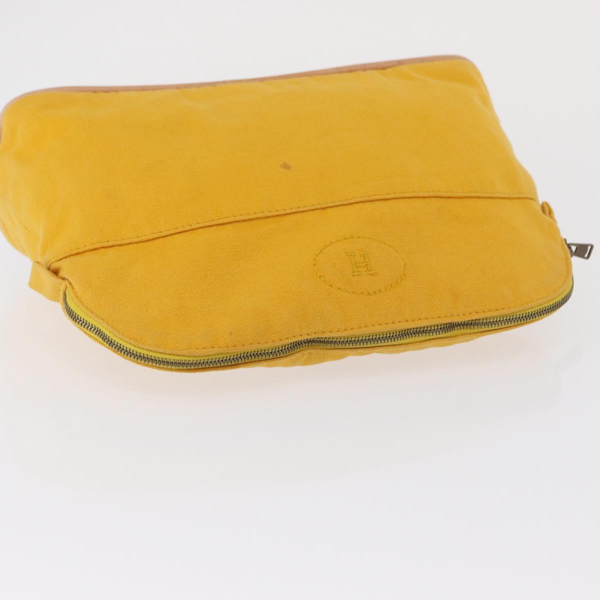HERMES Pouch Canvas 2 Set Yellow Pink Auth bs32958