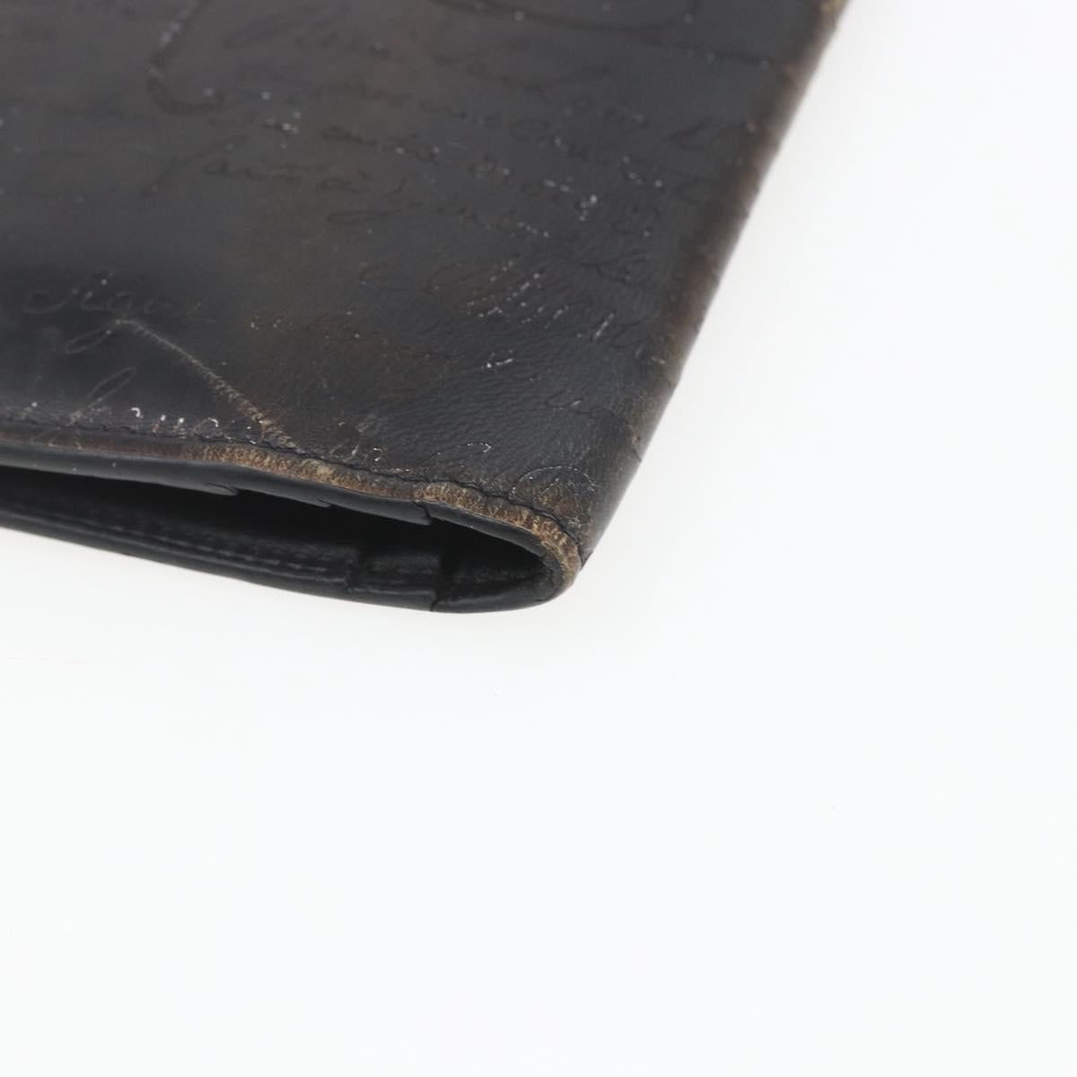 Berluti Long Wallet Leather Dark Brown Auth bs32959