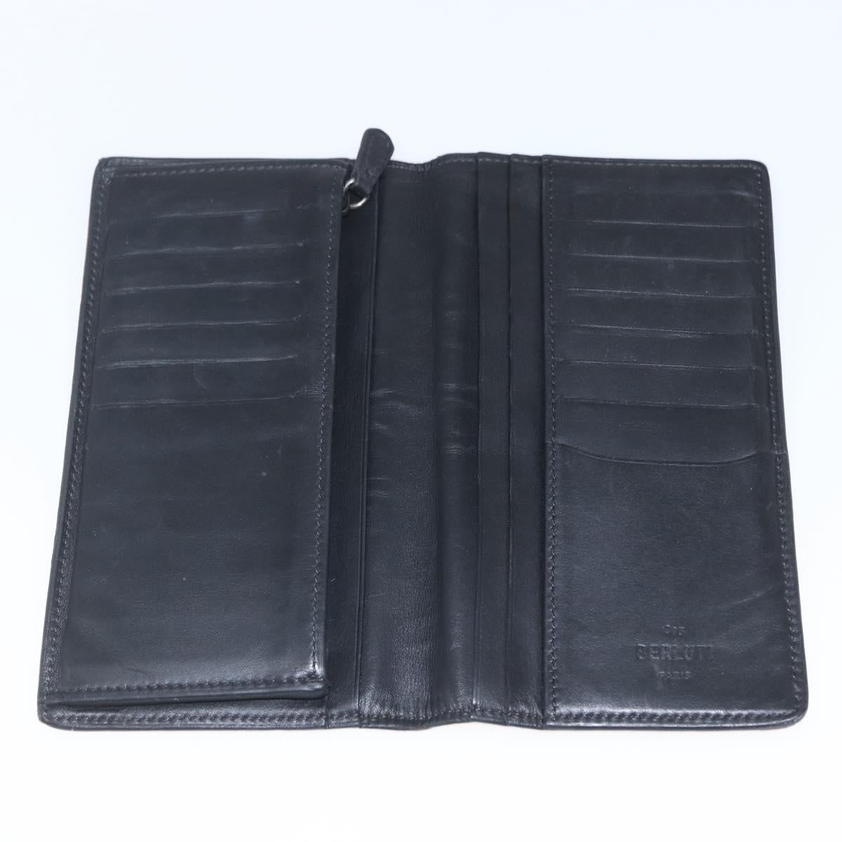 Berluti Long Wallet Leather Dark Brown Auth bs32959
