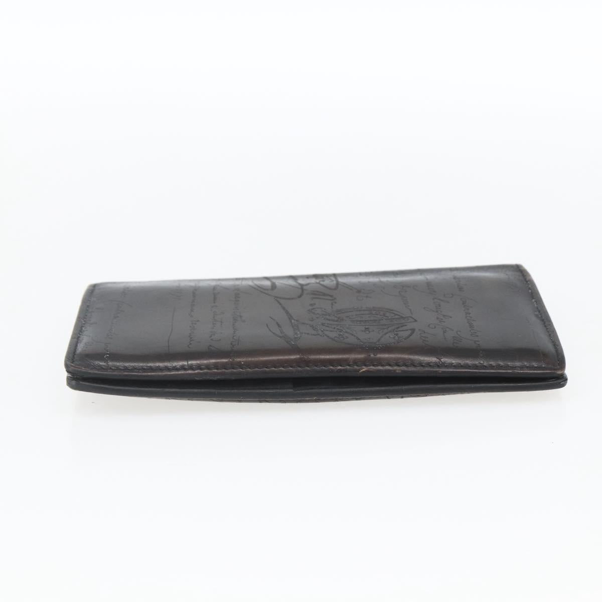 Berluti Long Wallet Leather Dark Brown Auth bs32959