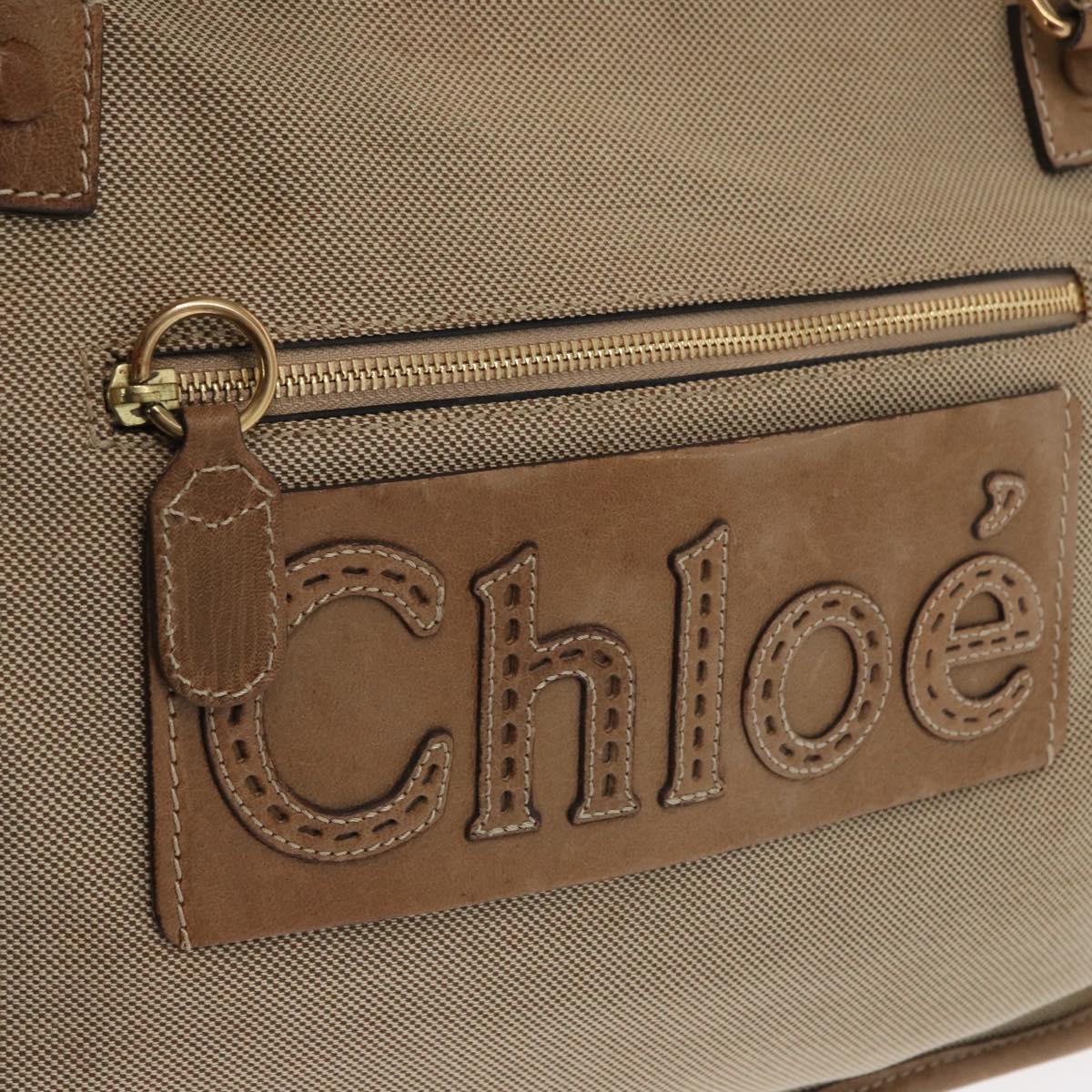 Chloe Harley Hand Bag Canvas Beige Gold Auth bs32961