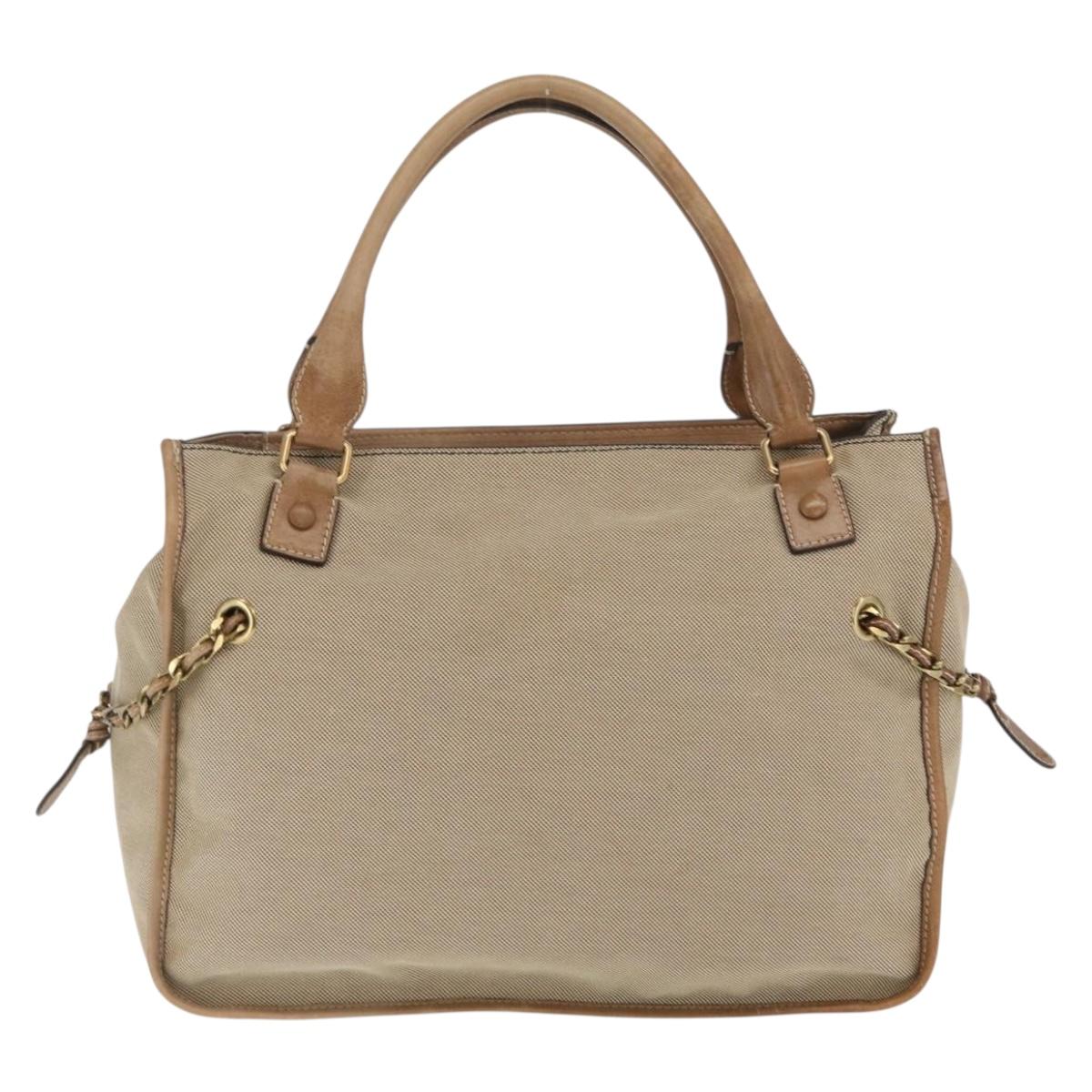 Chloe Harley Hand Bag Canvas Beige Gold Auth bs32961