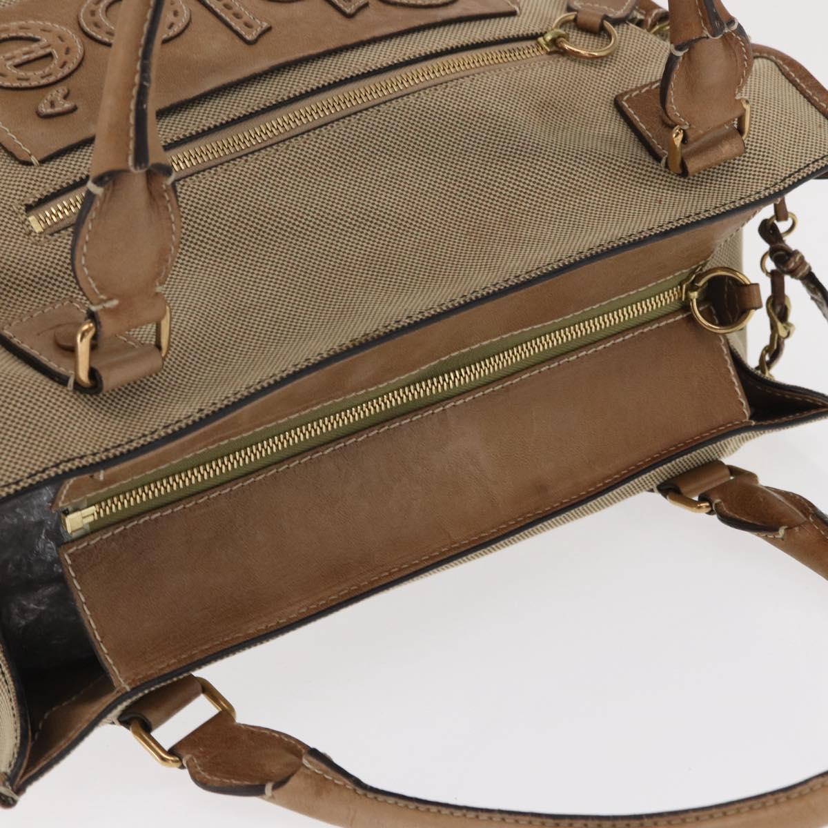 Chloe Harley Hand Bag Canvas Beige Gold Auth bs32961