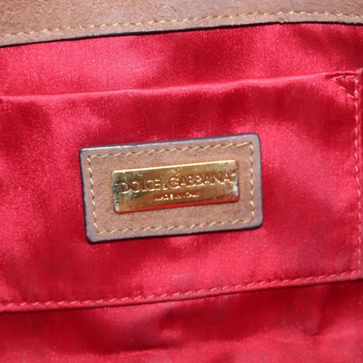 DOLCE&GABBANA Chain Shoulder Bag Suede Brown Gold Auth bs32962
