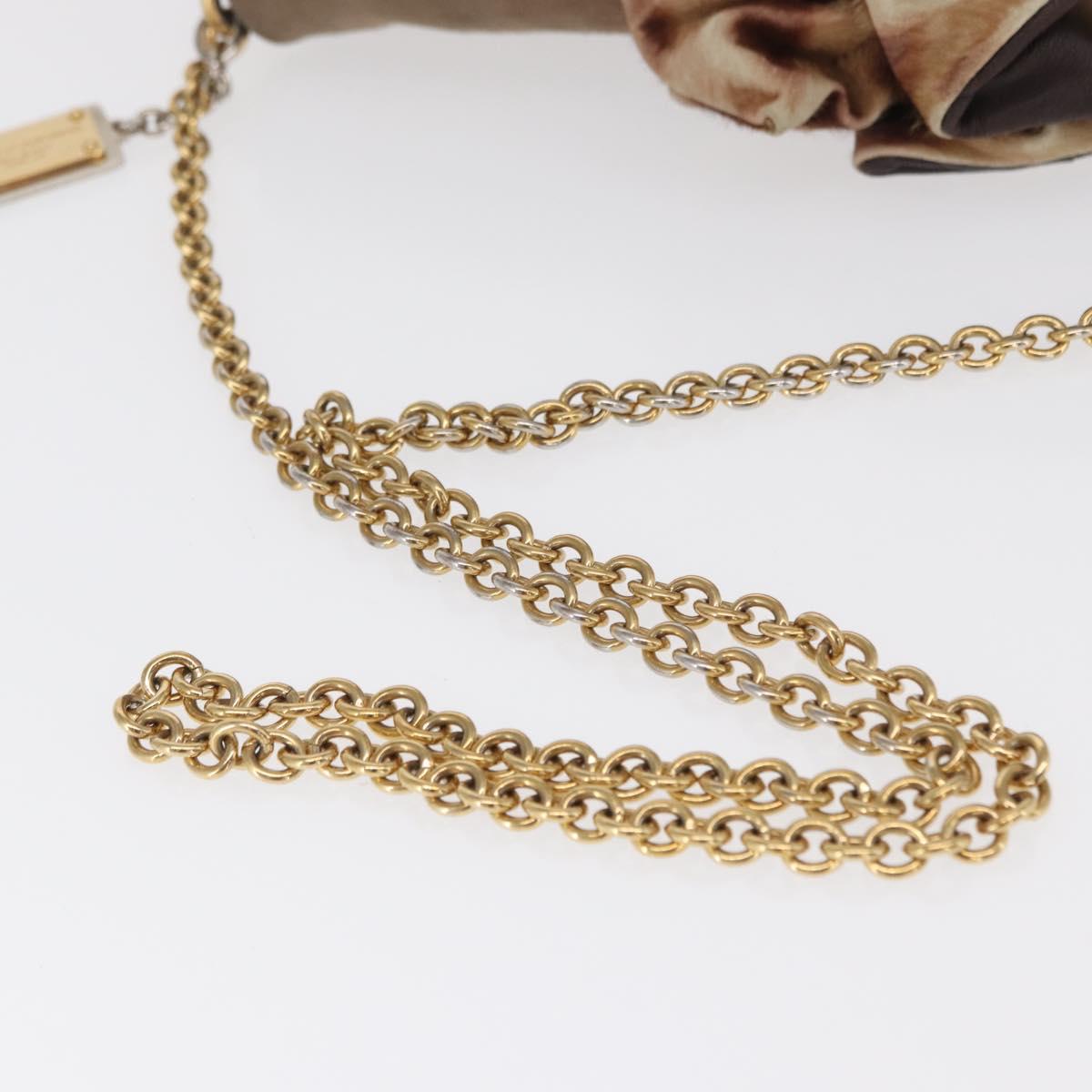 DOLCE&GABBANA Chain Shoulder Bag Suede Brown Gold Auth bs32962