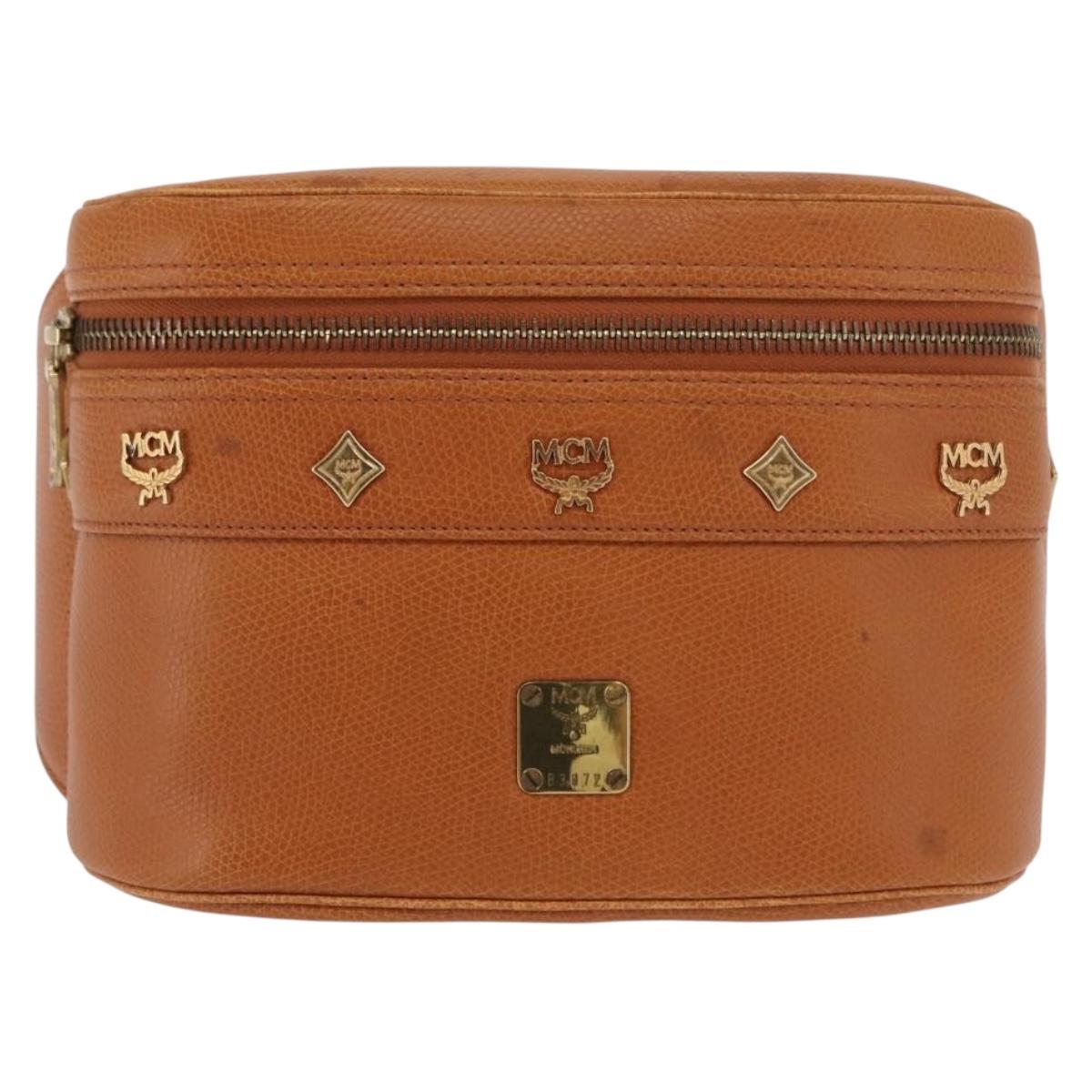 MCM Body Bag Leather Brown Gold Auth bs32963