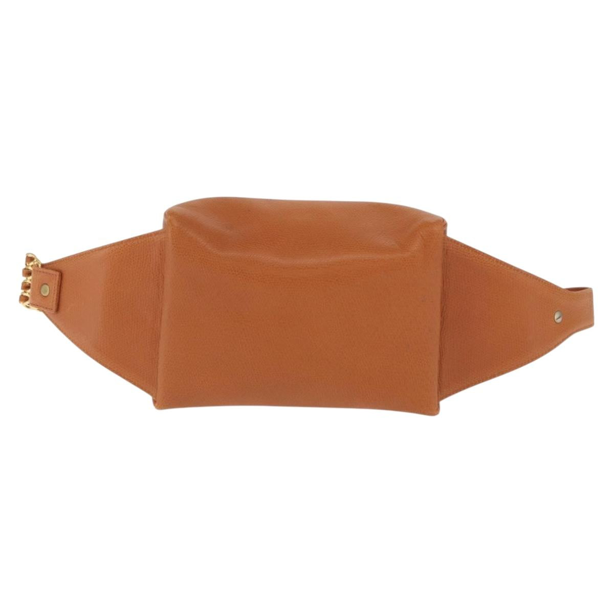 MCM Body Bag Leather Brown Gold Auth bs32963