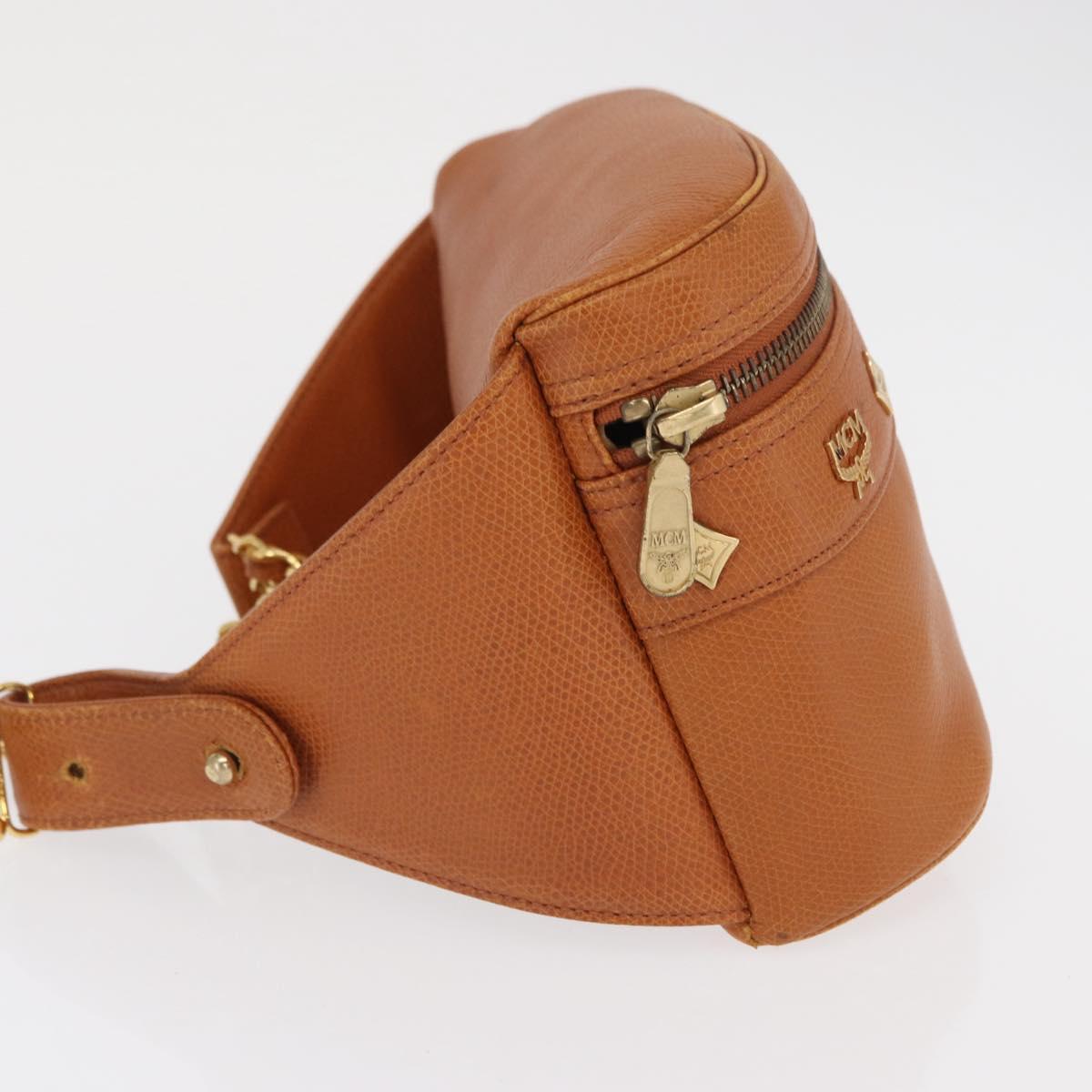 MCM Body Bag Leather Brown Gold Auth bs32963