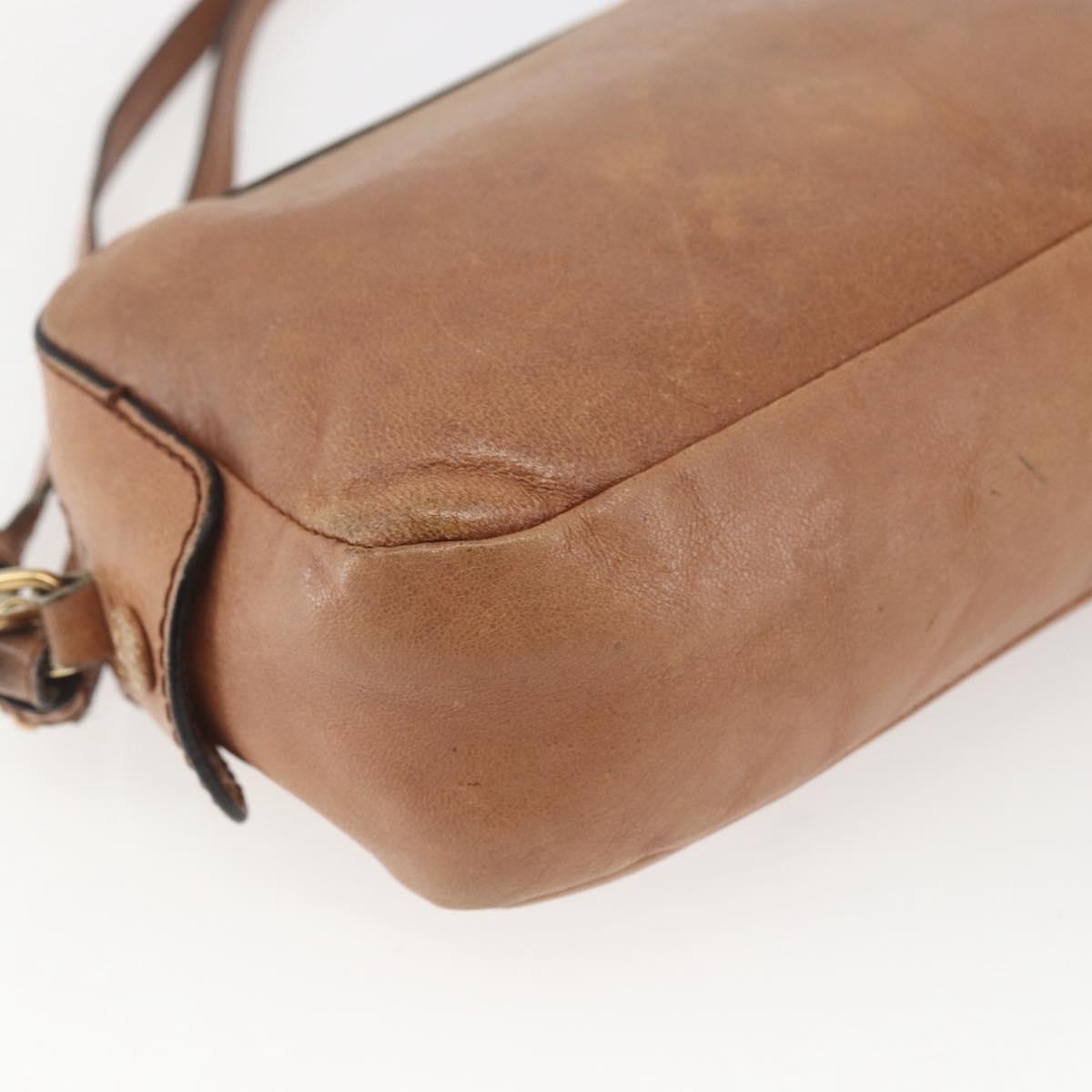 Chloe Shoulder Bag Leather Brown Gold Auth bs32964