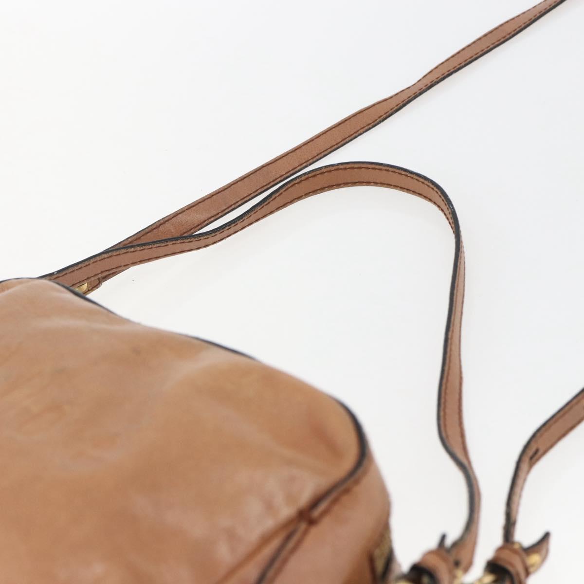Chloe Shoulder Bag Leather Brown Gold Auth bs32964