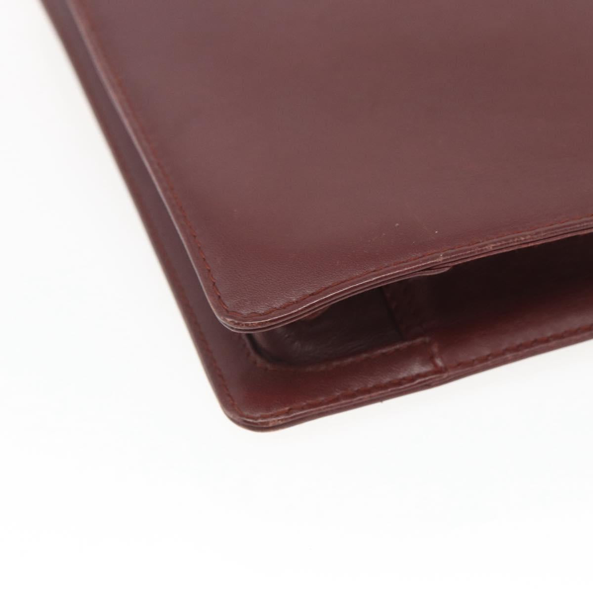CARTIER Must Line Clutch Bag Leather Bordeaux Gold Auth bs32966