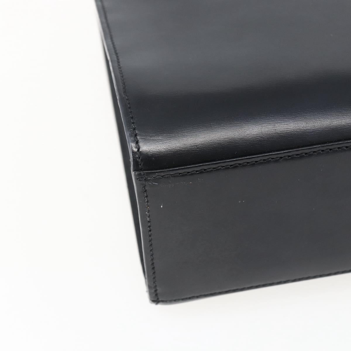 CARTIER Hand Bag Leather Black Silver Auth bs32968