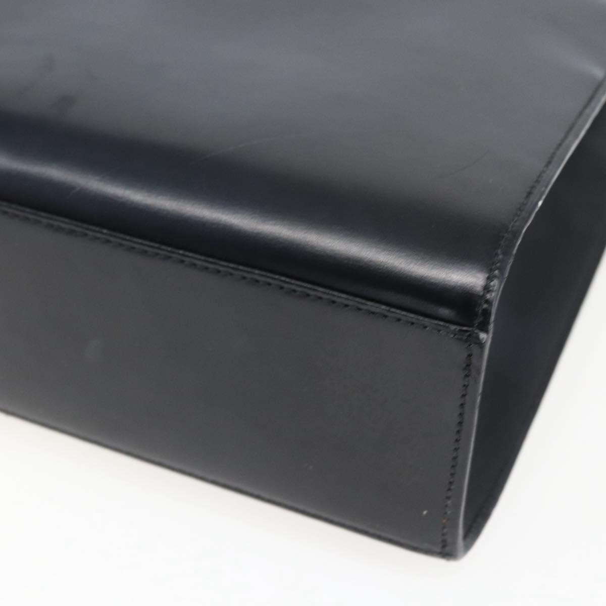 CARTIER Hand Bag Leather Black Silver Auth bs32968