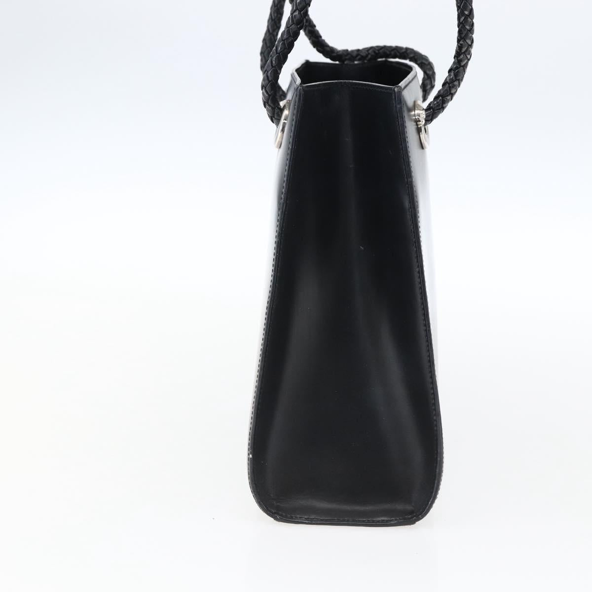CARTIER Hand Bag Leather Black Silver Auth bs32968