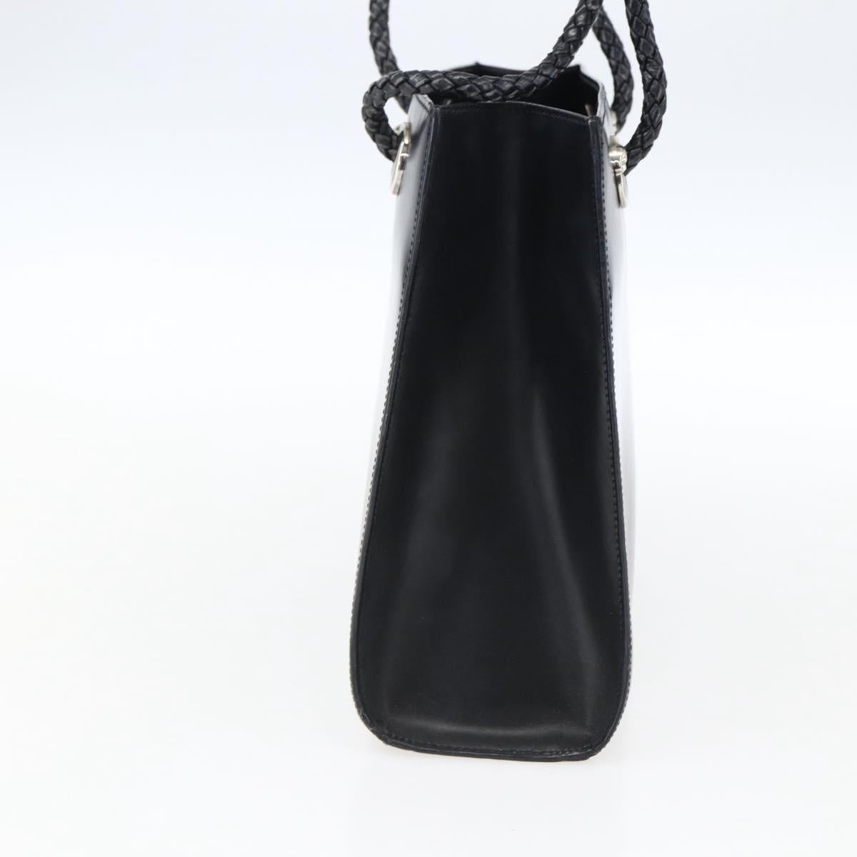 CARTIER Hand Bag Leather Black Silver Auth bs32968