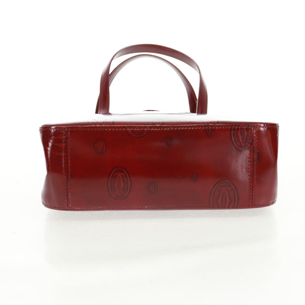Cartier Hand Bag Patent leather Red Gold Auth bs32969V