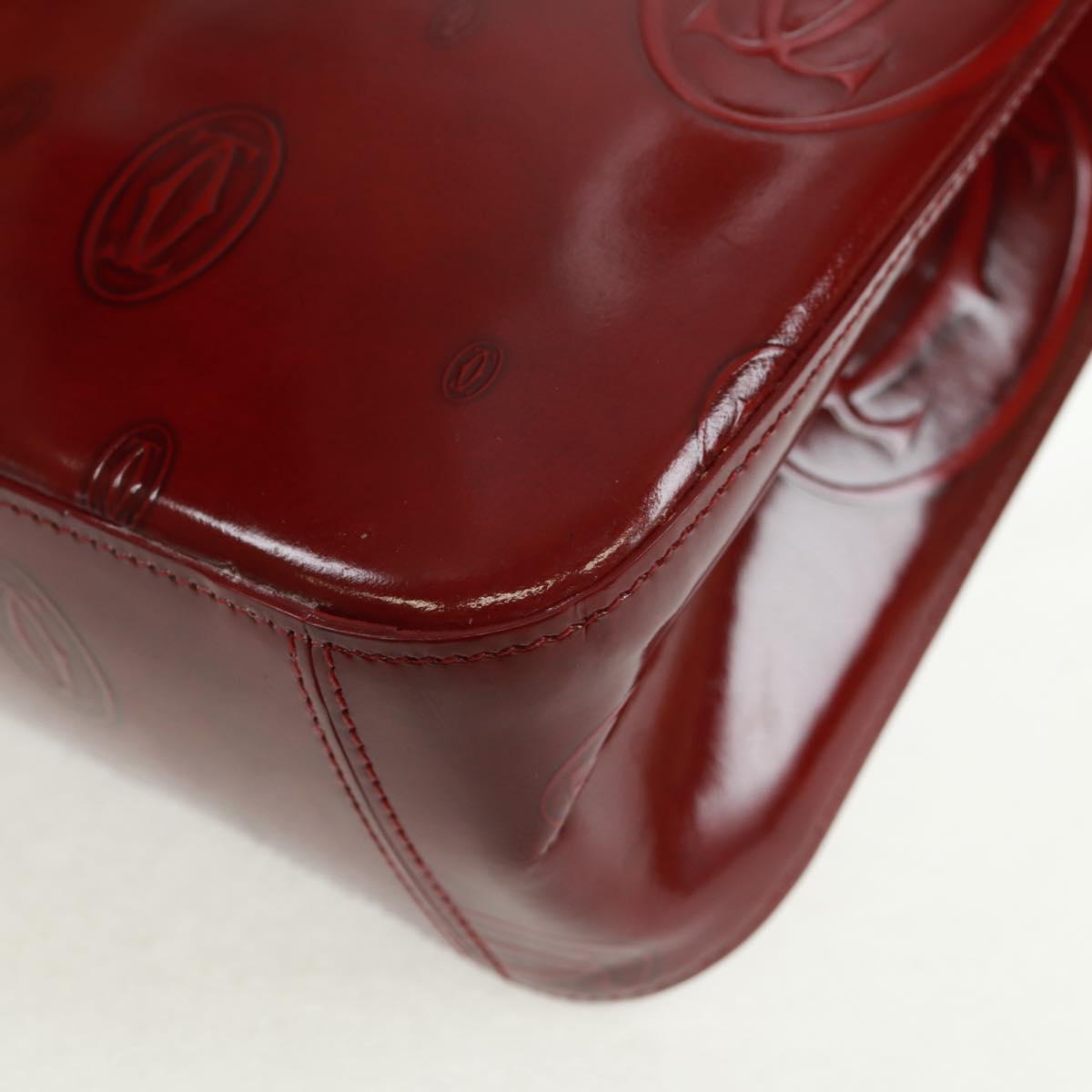 Cartier Hand Bag Patent leather Red Gold Auth bs32969V