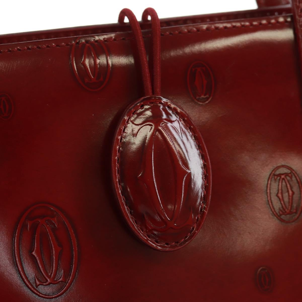 Cartier Hand Bag Patent leather Red Gold Auth bs32969V