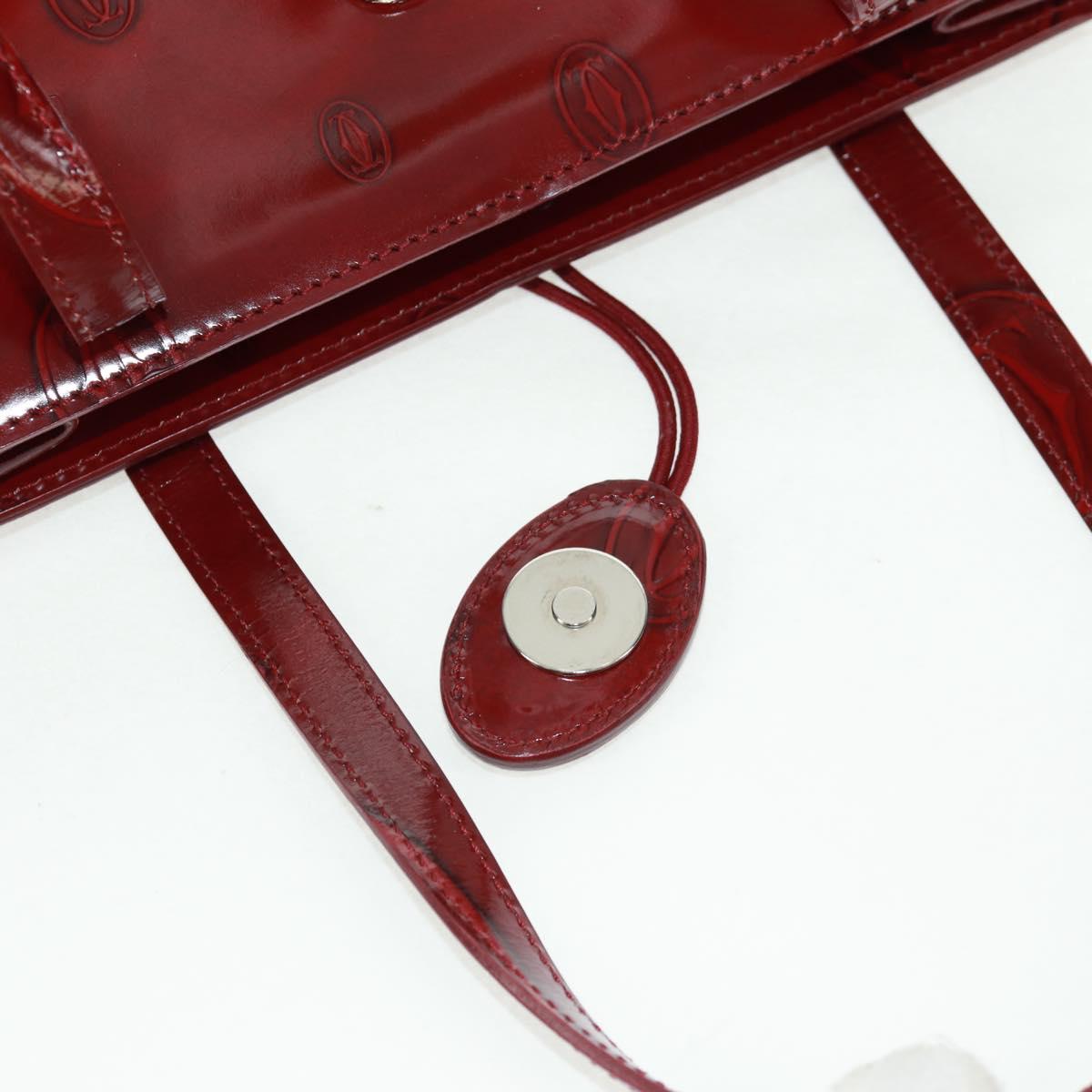 Cartier Hand Bag Patent leather Red Gold Auth bs32969V