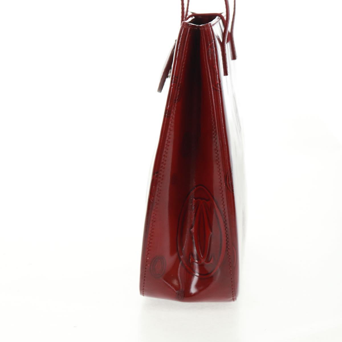 Cartier Hand Bag Patent leather Red Gold Auth bs32969V