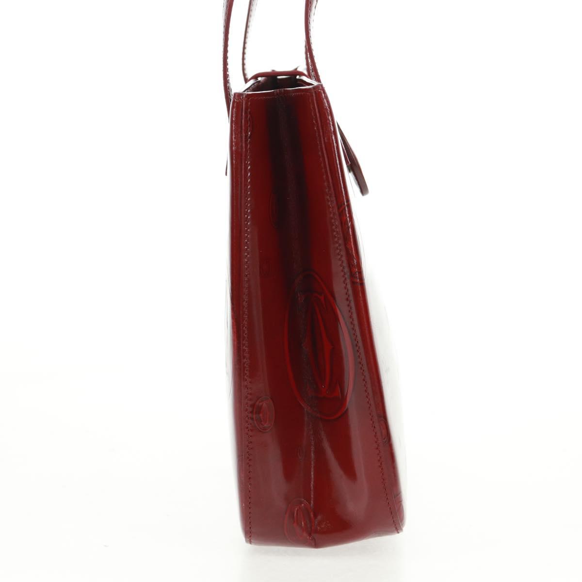 Cartier Hand Bag Patent leather Red Gold Auth bs32969V