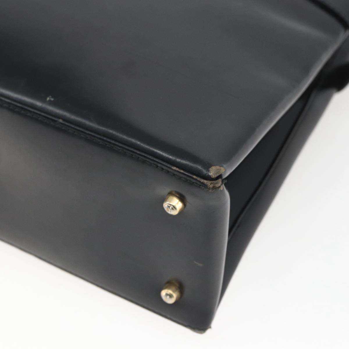 GUCCI Hand Bag Leather Black Gold 000 2113 0564 Auth bs32975