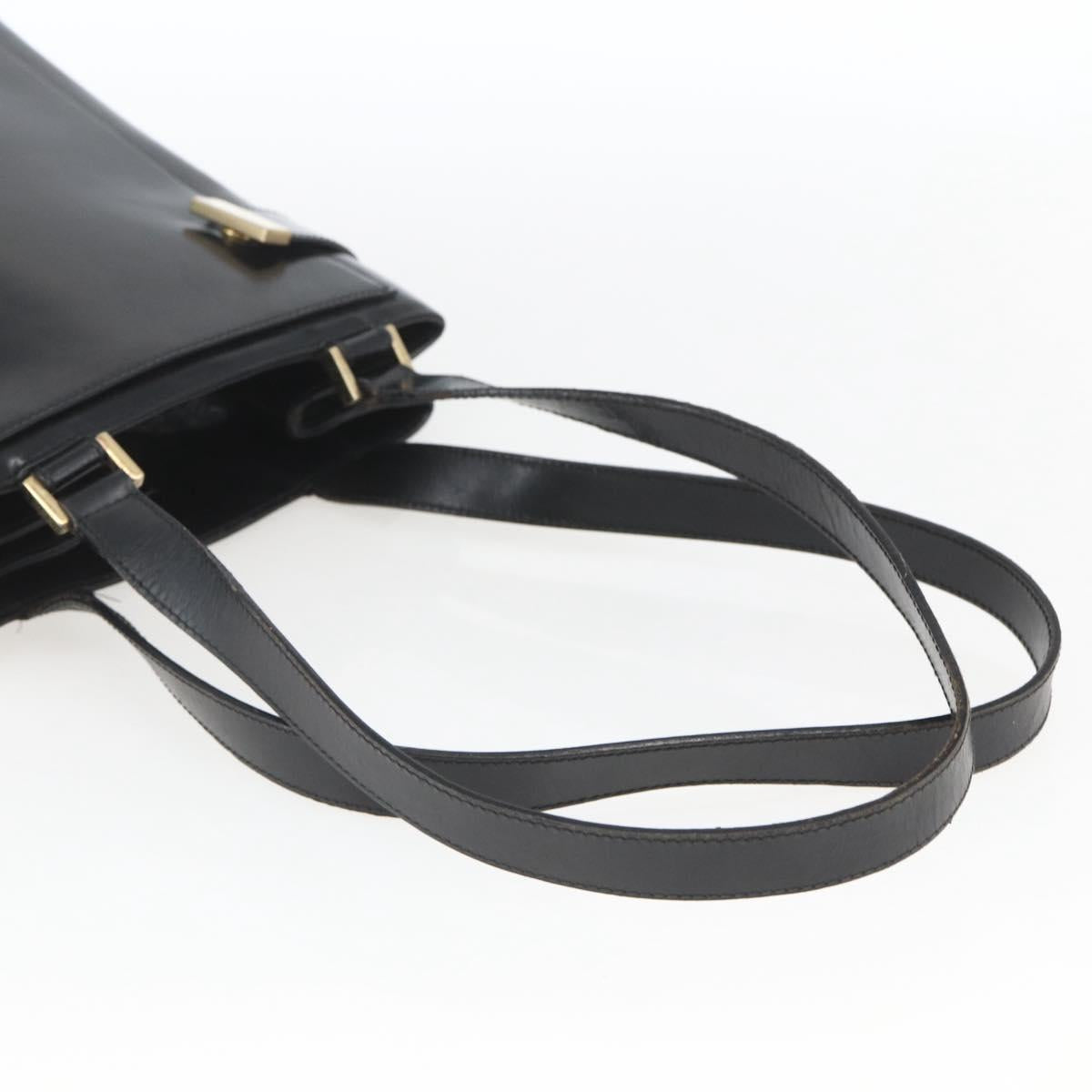 GUCCI Hand Bag Leather Black Gold 000 2113 0564 Auth bs32975