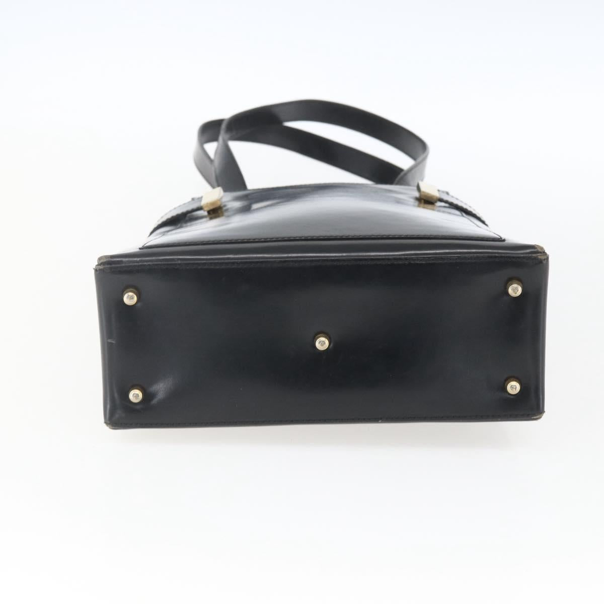 GUCCI Hand Bag Leather Black Gold 000 2113 0564 Auth bs32975