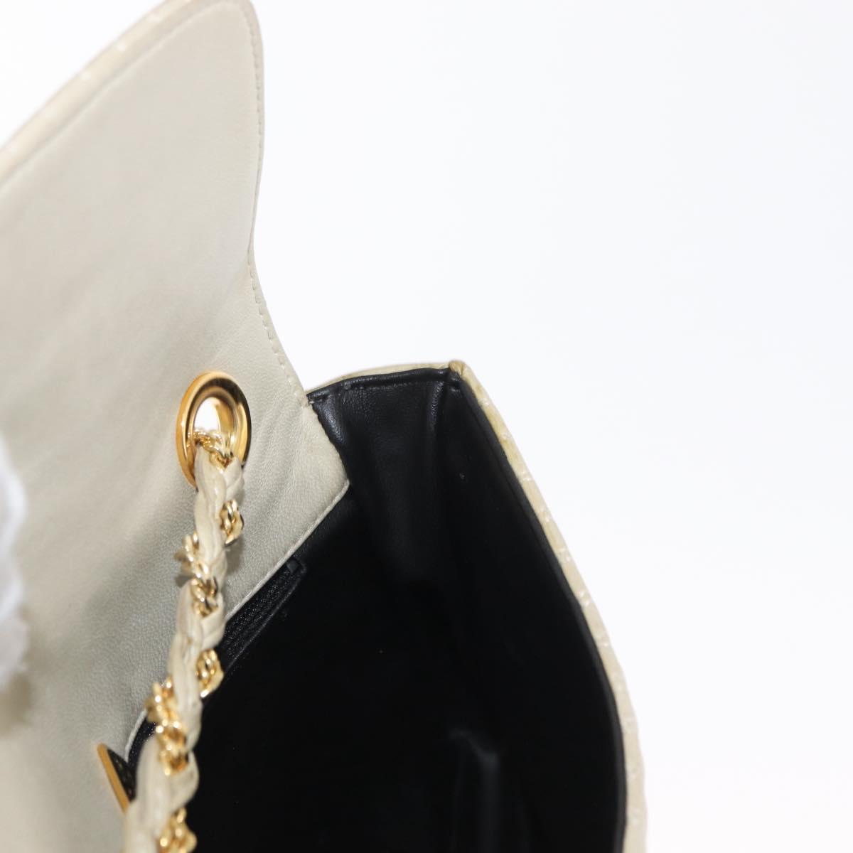 BALLY Shoulder Bag Leather Beige Gold Auth bs32976
